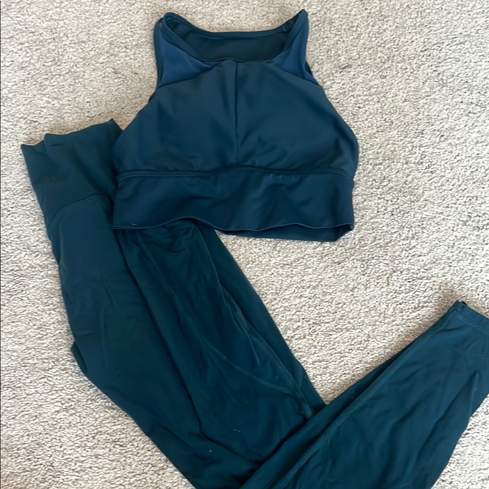 BuffBunny Teal High-Waist Leggings and Crop Sports Bra Set